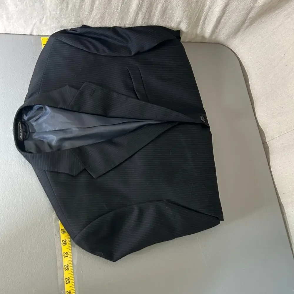 Pierre Cardin Mens Black Pinstripe Blazer 42S Classic Preppy Business 100% Wool - Picture 11 of 12